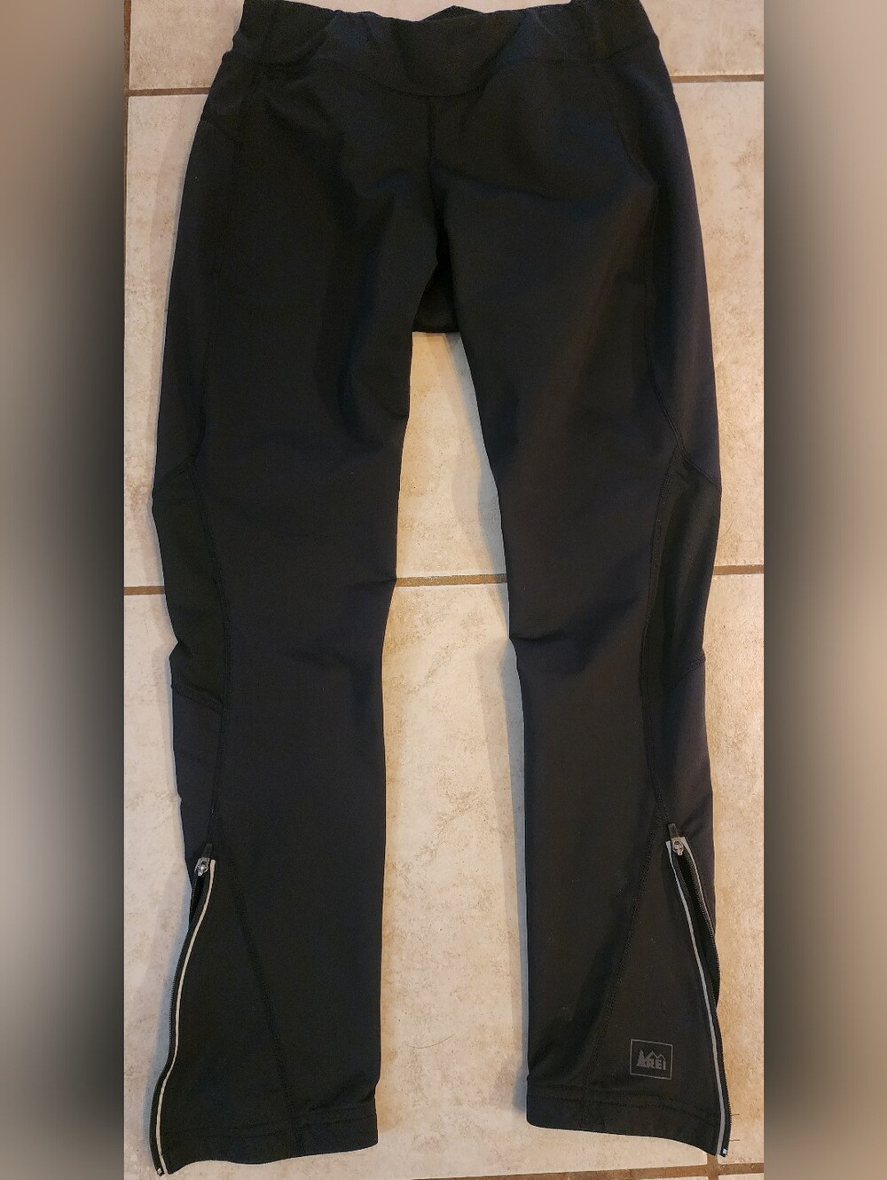 Womens REI Womens Medium Black Running Tights Leggings Pants Zip Ankle